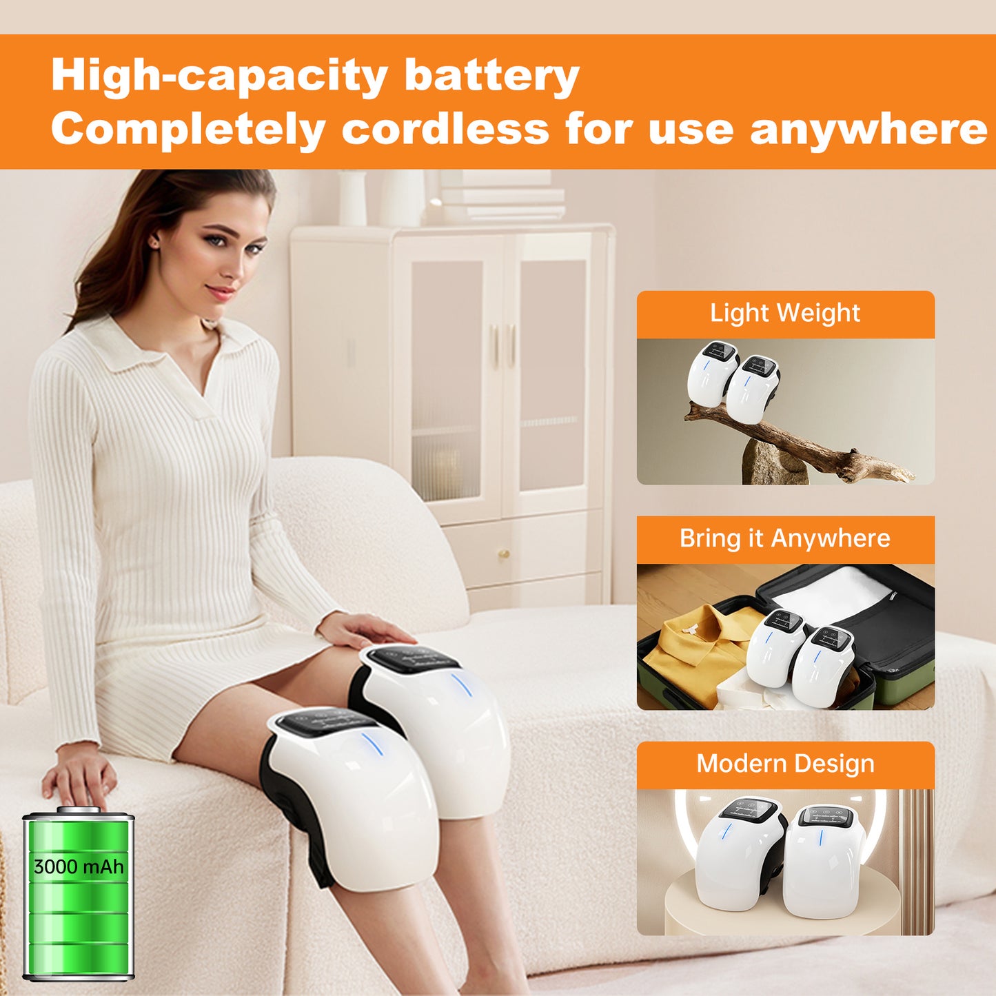 Smart Knee Massager With Heat Vibration 3D Air Compression-Portable Pain Relief