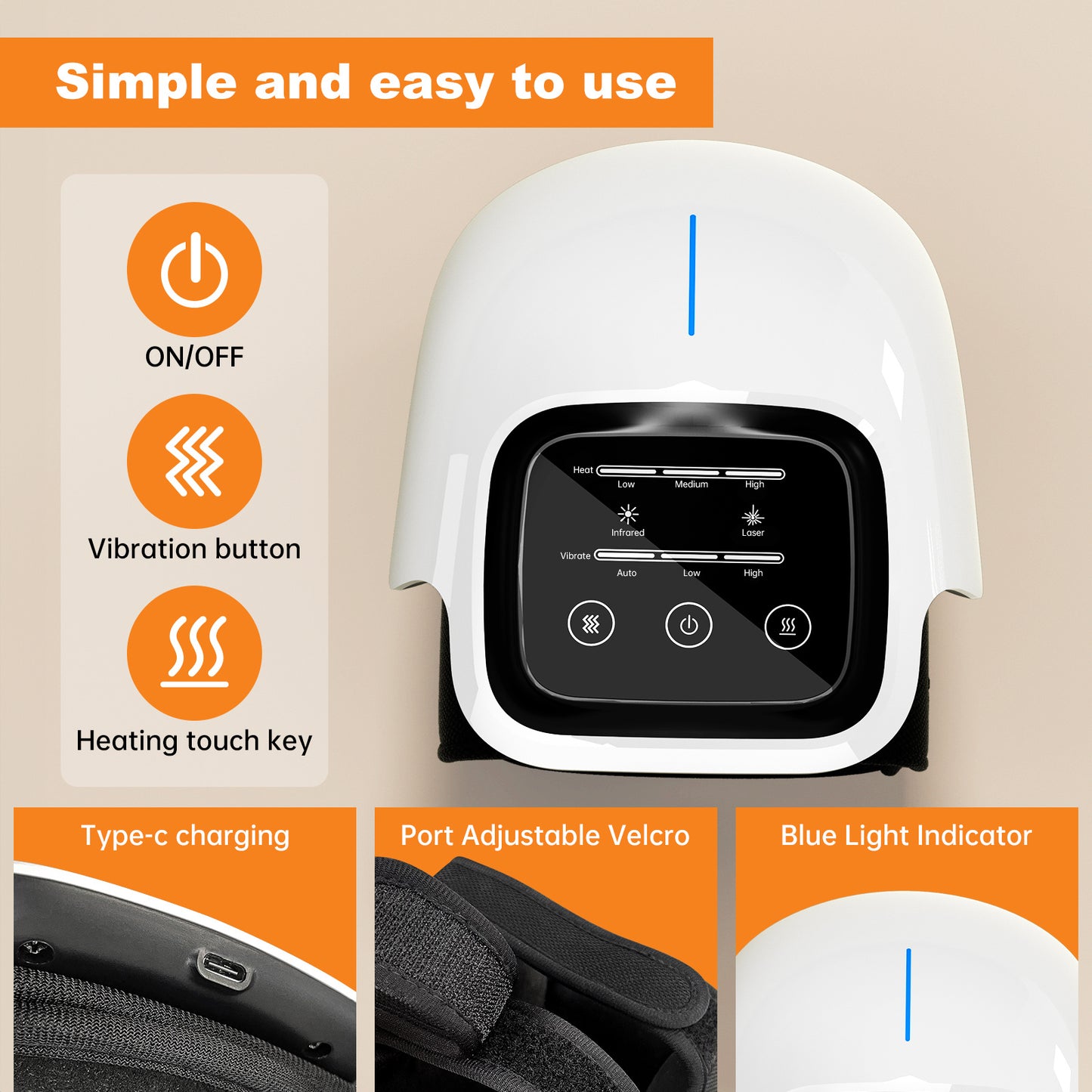 Smart Knee Massager With Heat Vibration 3D Air Compression-Portable Pain Relief