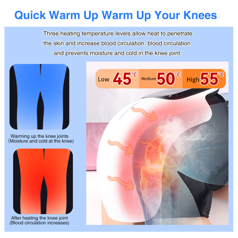 Smart Knee Massager With Heat Vibration 3D Air Compression-Portable Pain Relief