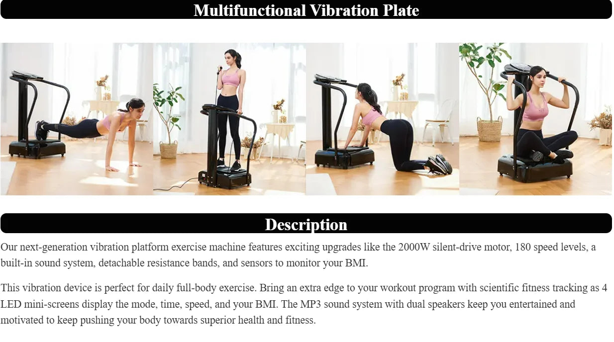 2000W Vibration Platform Whole Body Massager Fitness Machine Exercise Training