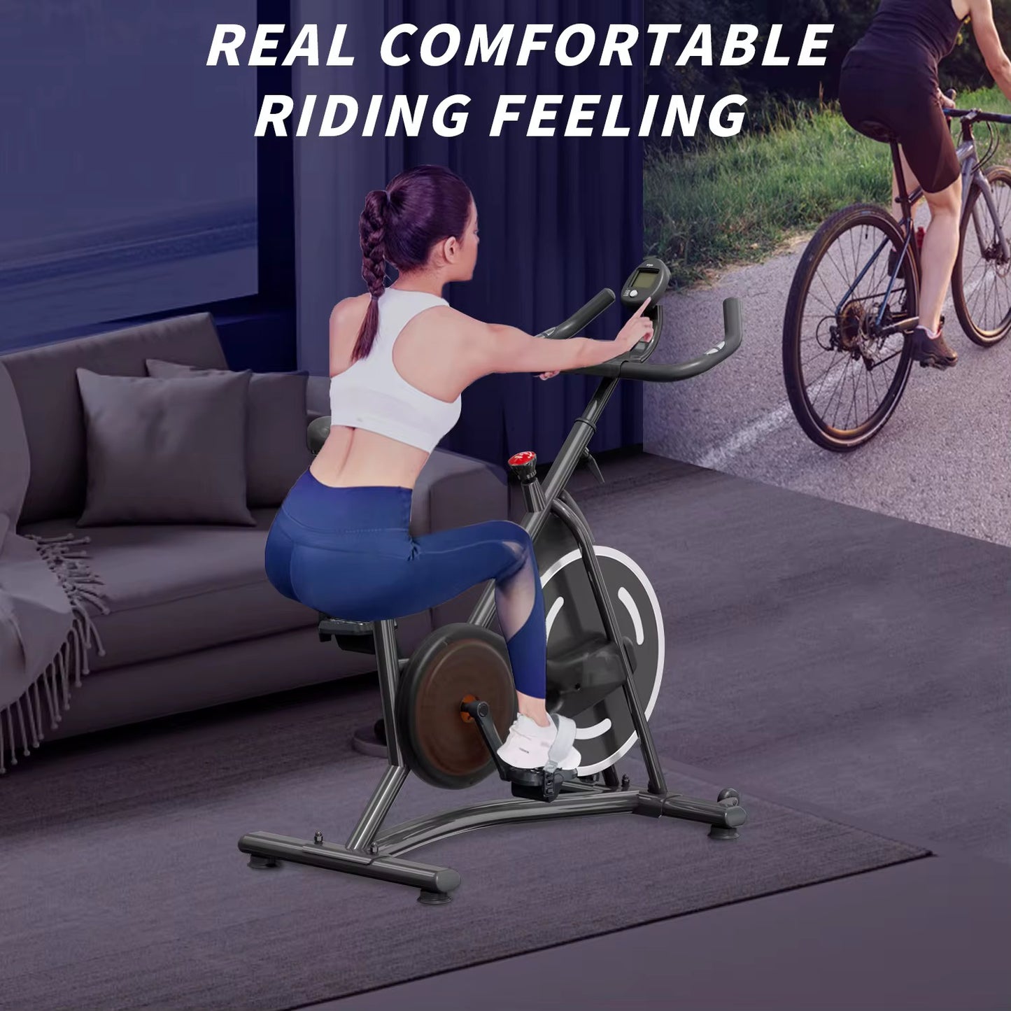 The Bike Machine for Home Cardio Gym is an ideal choice for individuals seeking a reliable and efficient workout solution. Designed with sleek black aesthetics, this stationary bike offers a comfortable and stable riding experience,