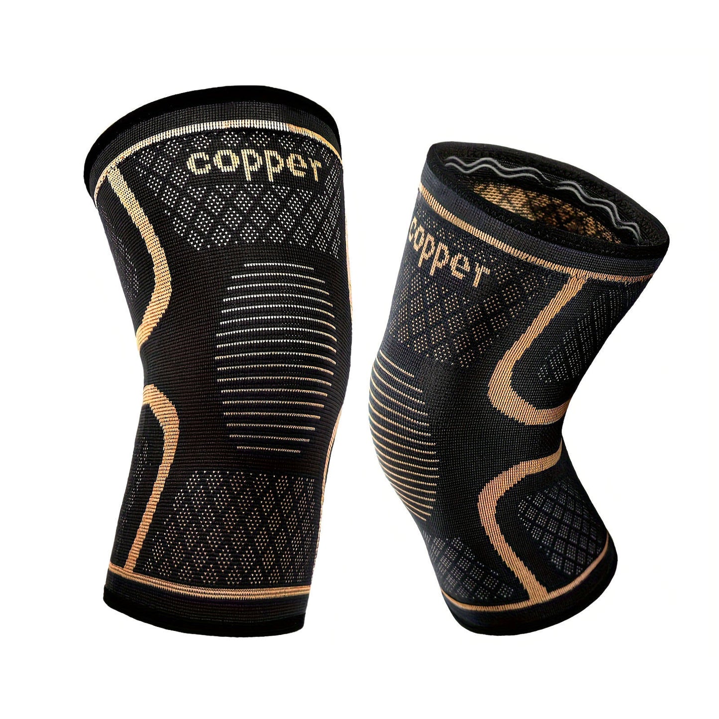 1 Pair Copper Knee Pads Ultimate Shock-Absorbing Gear For Men & Women Superior Knee Support For Sports Yoga Fitness Basketball