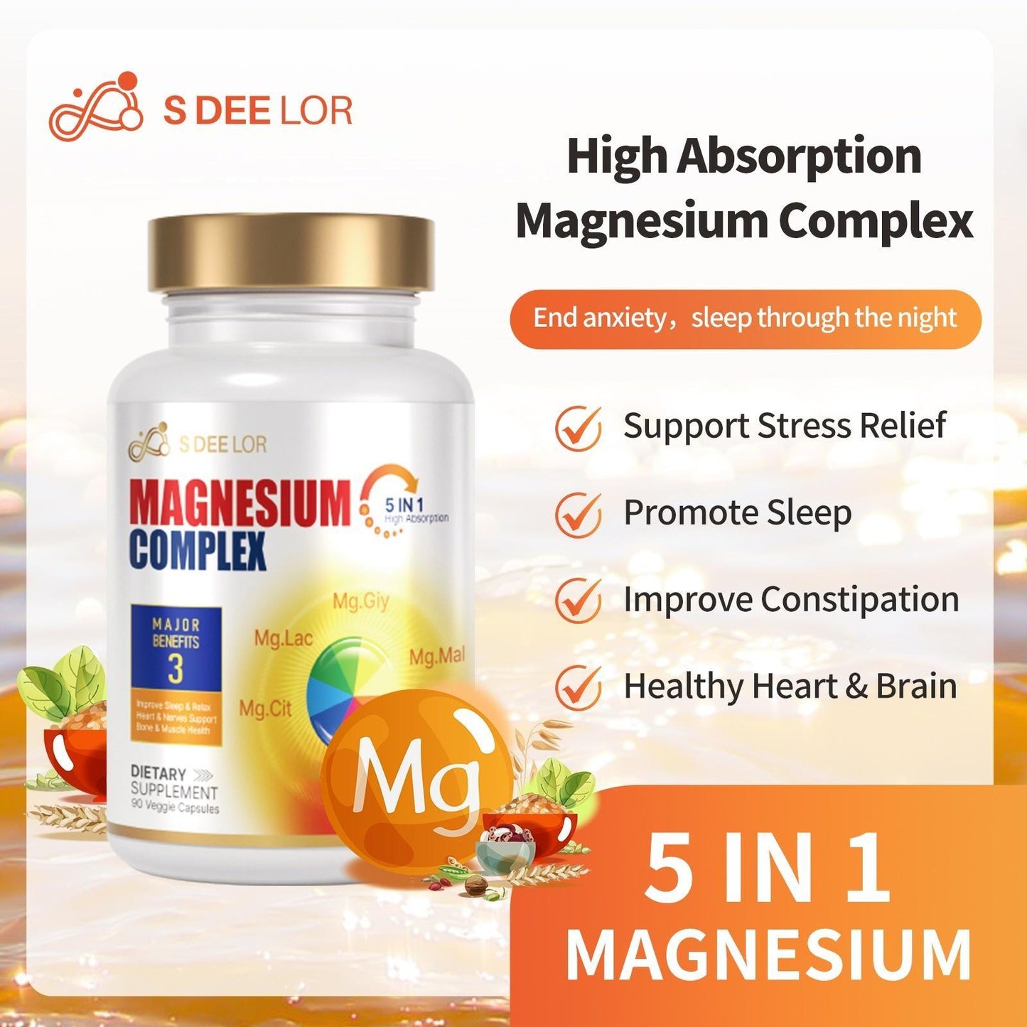 Magnesium Glycinate Malate Vitamin D3 Vegan Formula Supports Bone Health