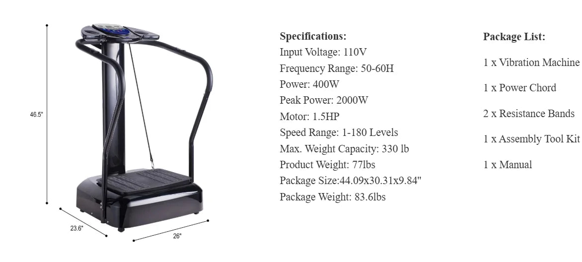 2000W Vibration Platform Whole Body Massager Fitness Machine Exercise Training