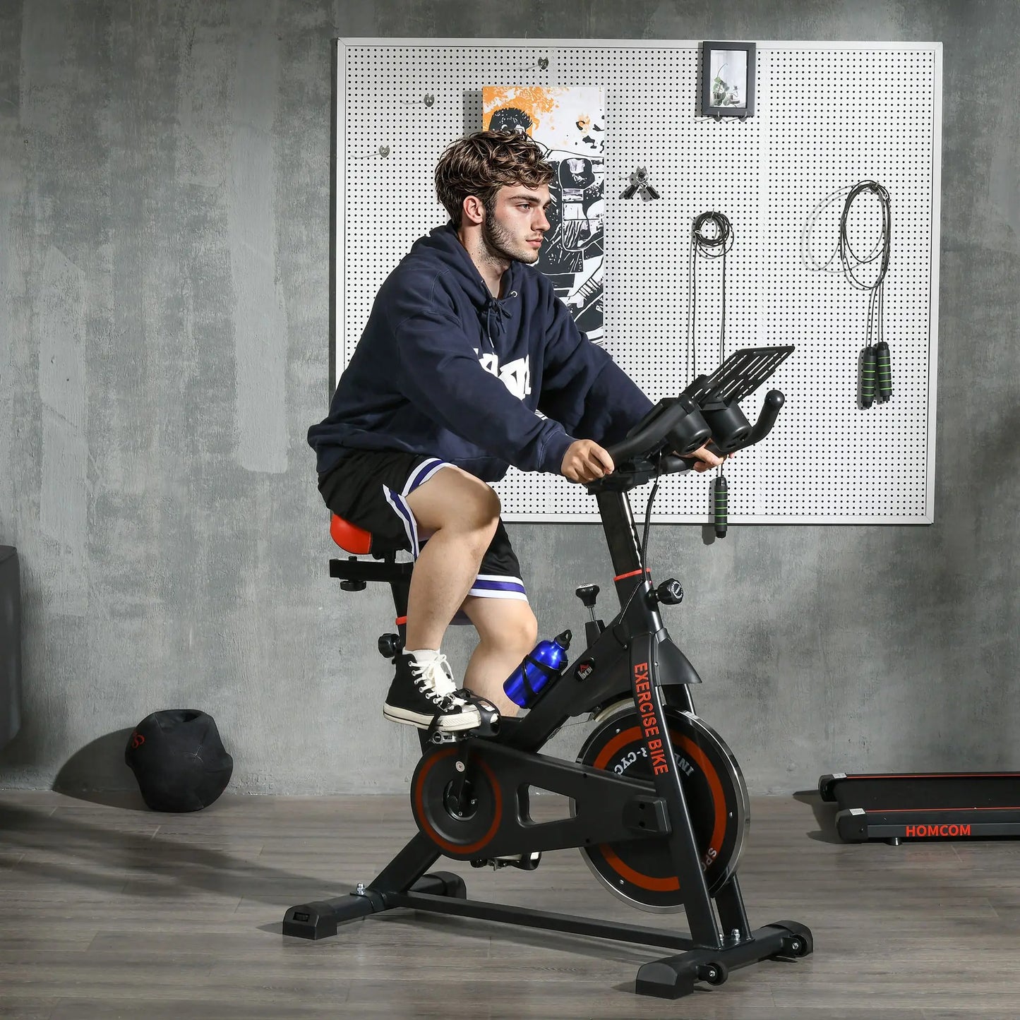 DB Hot sale Indoor Stationary Bike for Fitness Adjustable Height and Resistance LCD Monitor Home Use with Pedal Cage-1